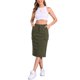 thumbnail image 2 of Falda Midi de Corderoy para Mujeres Inspire Chic, Cintura Alta, Espalda Elástica, Color Verde Militar, 2 of 6