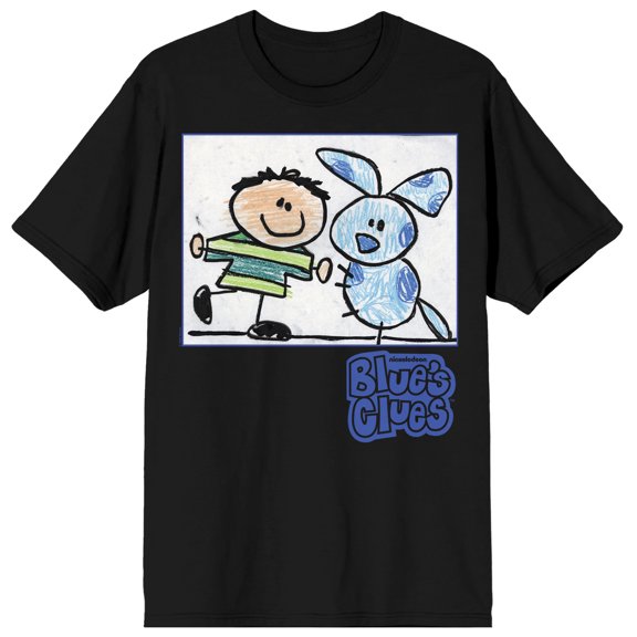 Blue's Clues Really Smart Crew Neck Short Sleeve Black T-shirt-Medium
