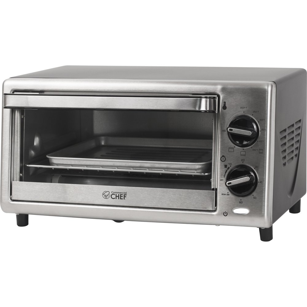 Commercial Chef CHTO2010S 4 Slice Toaster Oven, 10Liter, Stainless