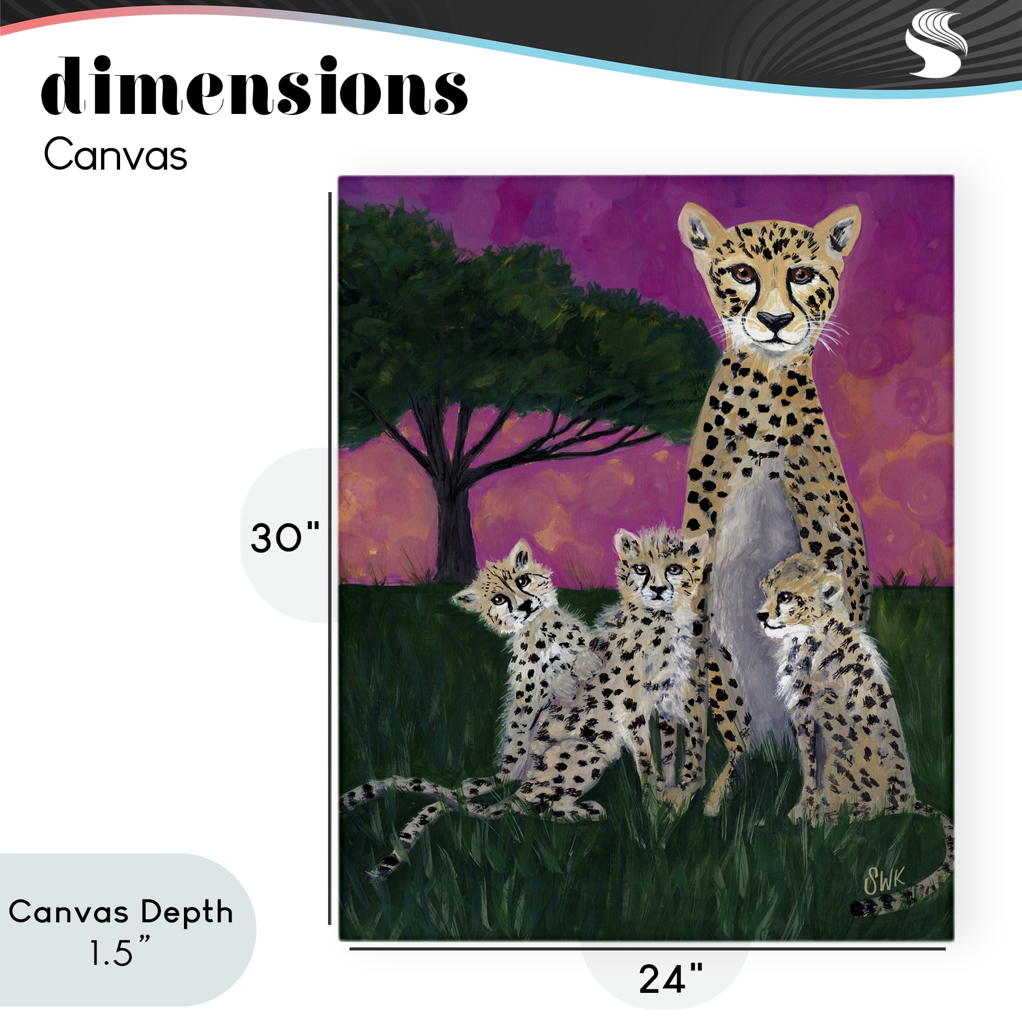 Stupell Industries Mama Cheetah & Her Cubs Canvas Wall Art, design by Sarah Waldron Kimball