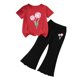 thumbnail image 2 of Conjuntos de blusas y camisas de cuello redondo y manga corta para niños, top con capucha de manga larga de color con cintura elástica, pantalones largos, traje casual y cómodo, conjunto de poliéster, 2 of 6