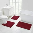 thumbnail image 5 of Walensee Non-Slip Bathroom Rugs Chenille Soft Striped Plush Bath Mat, 20" x32", Red, 5 of 7