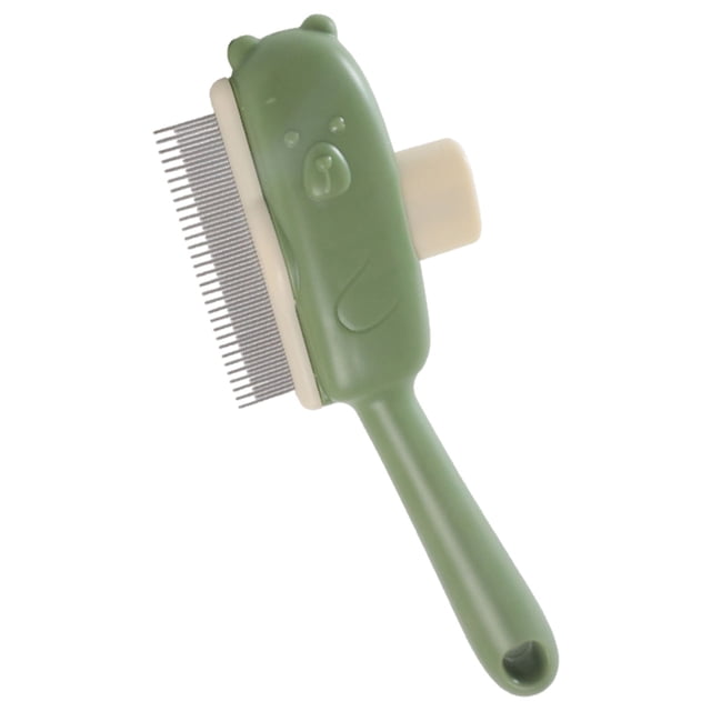 Cat Deshedding Comb Push Button Hair Remover Cute Bear Design Pet Brush Grooming Comb For Cats And Gentle Deshedding With Rounded Teeth Detangling Brush For Long Short Hair Dog Accessories Puppy