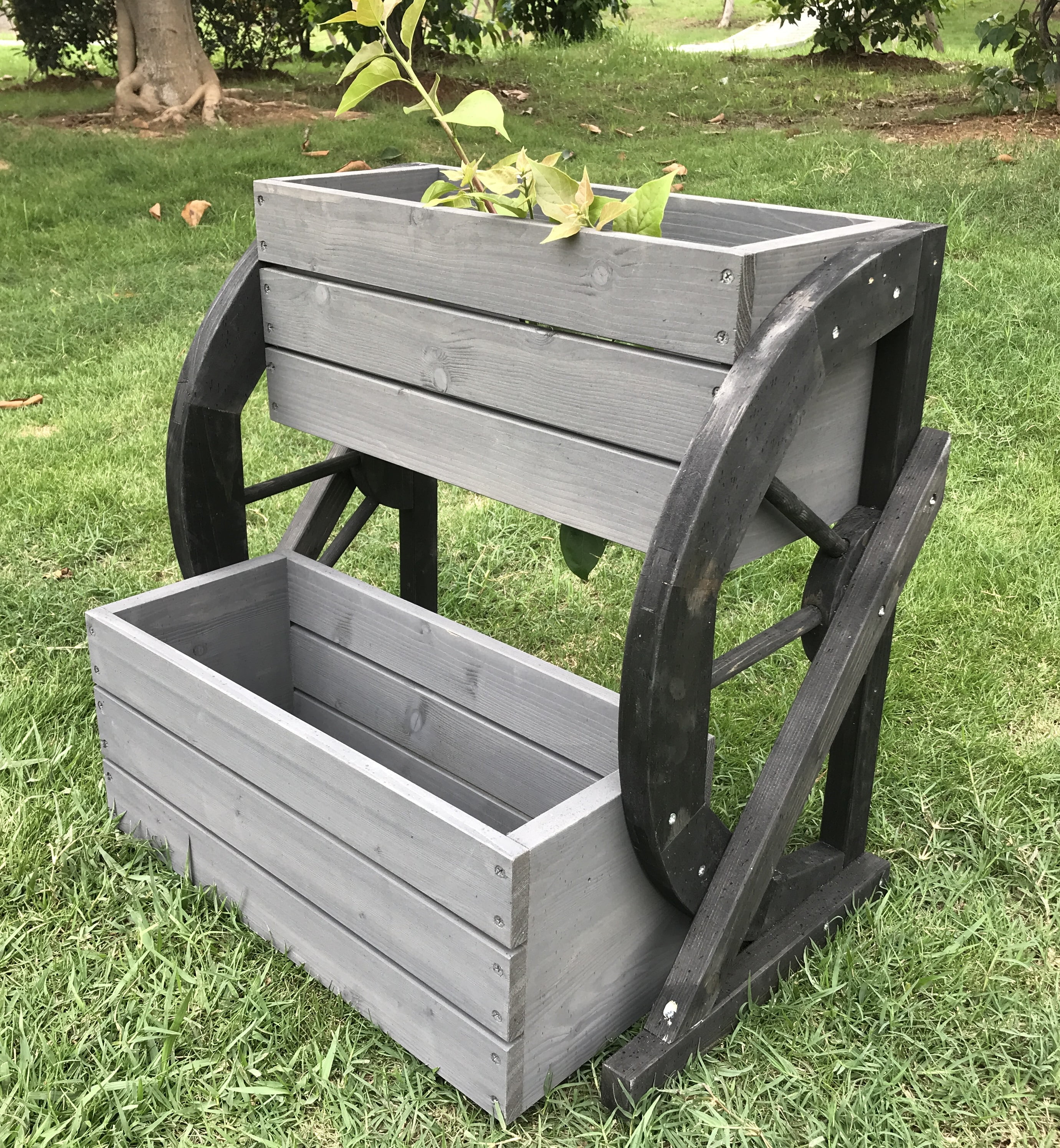 Seny 2 Tier Raised Garden Bed Wooden Elevated Garden Planter Kit Outdoor Indoor Solid Wood 23 x 15 x 21in