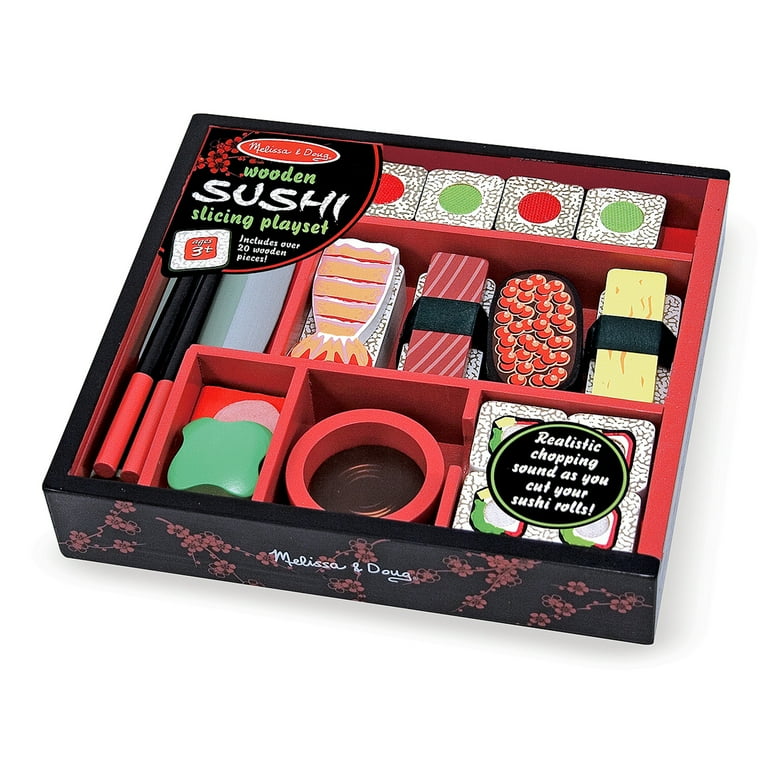 Melissa & Doug Sushi Slicing Wooden Play Food Set - Walmart.com
