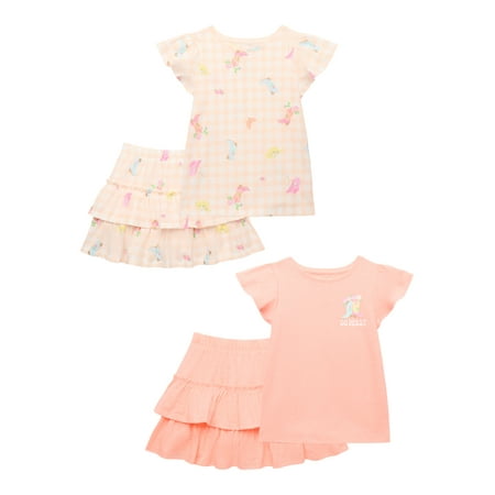 365 Kids By Garanimals Girls Tee And Scooter Skirt Outfit Set, 4-Piece, Sizes 4-10