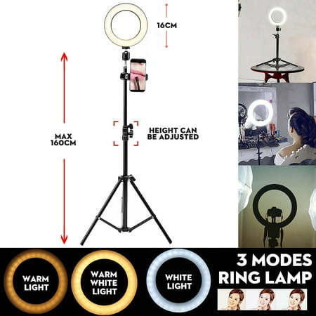 You Tube Love Grtsunsea 6.3inch 5500k Photography Dimmable LED Selfie Ring Light Youtube Video Live Photo Studio Light With 160cm Tripod Phone Holder ()