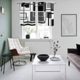 thumbnail image 5 of 2 Panels Kitchen Tier Curtains 39 Inch Length, Black Grey Geometric Grommets Window Treatment Curtain, Gray Abstract Striped Art Thermal Curtains Drapes for Living Room/Bathroom, 5 of 9