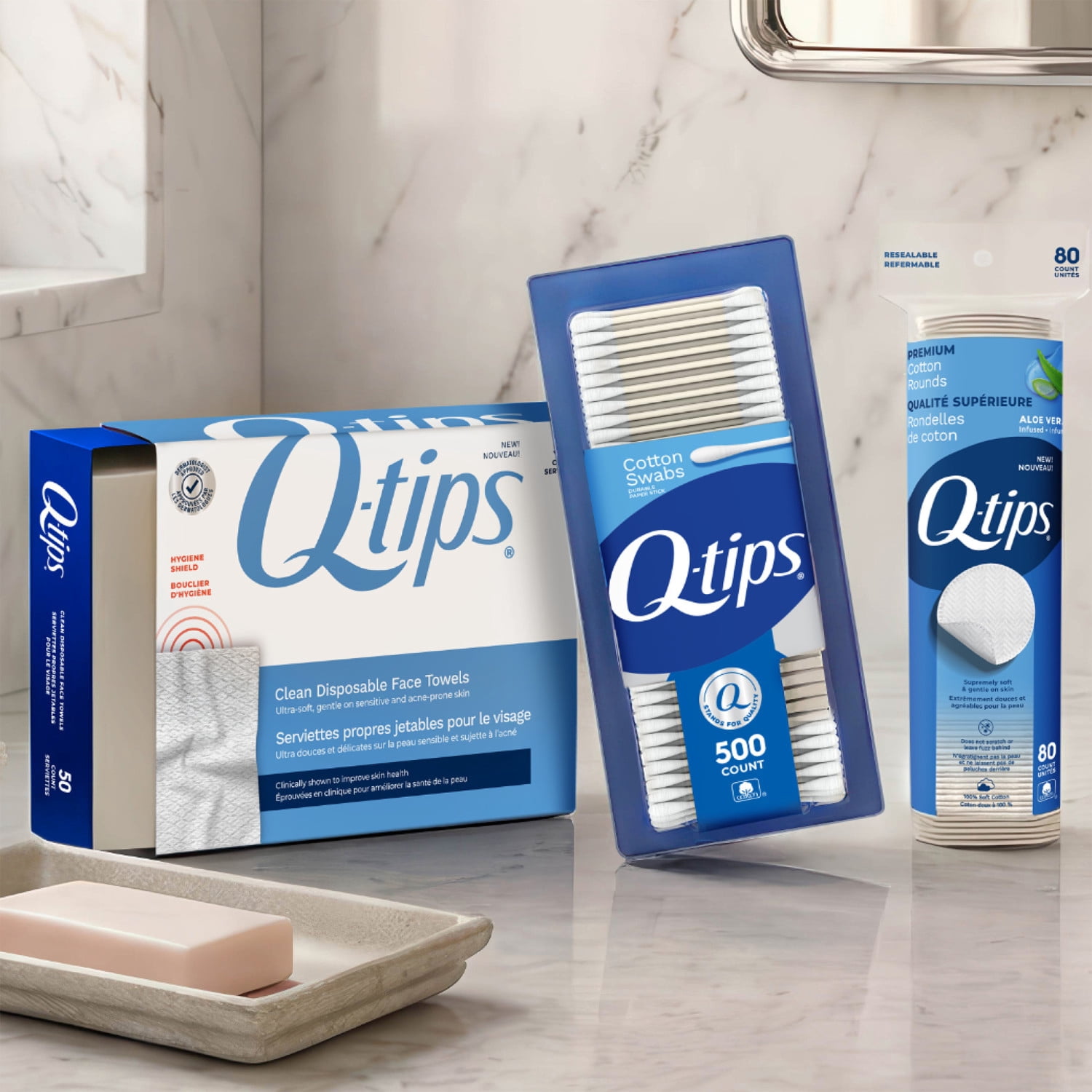 Q-tips Clean Disposable Face Towels, Soft & Durable Clean Towels For Face, Disposable Face Towel For Sensitive Skin, 25 Count