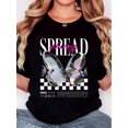 thumbnail image 1 of Women's T-shirt, "SPREAD Metal Butterfly White" Print, Retro Minimalist Fashion, Round Neck, Casual Comfort, Sports Short Sleeve T-shirt, 1 of 6