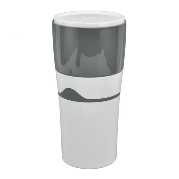 M Buder Cafetera de Goteo Portátil 450 ml Máquina de Café para Viajes y Exteriores Compatible con Cápsulas K Cup Tapa para Compartir Diseño Compacto 18 cm Gris y Blanco