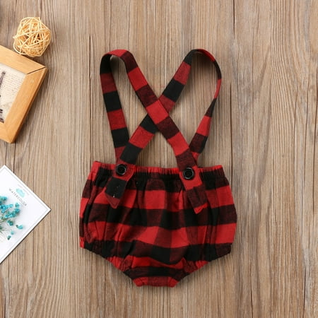 

Baby Boy Girl Summer Plaids Checked Suspender Soft Shorts Overalls Party Princess Clothes