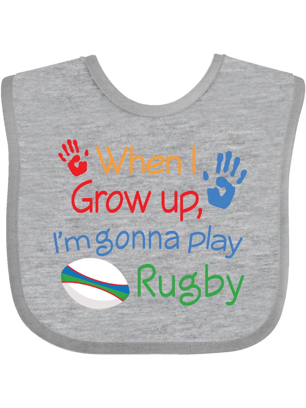 RUGBY PLAYER PERSONALISED BABY BIB ANY NAME/EDGE COLOUR NEW BABY GIFT/PRESENT 