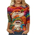 thumbnail image 2 of AGWOLF Ugly Christmas Sweatshirts for Women 3D Digital Santa Claus Plus Size Pullover Crew Neck 3/4 Sleeve Xmas Tops Funny Holiday Festival Shirts, 2 of 5