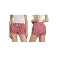 thumbnail image 3 of ZAXARRA Plaid Shorts for Women Ruffle Hem High Waist Elastic Pajama Shorts Lounge Boxer Pj Bottom Going Out Shorts, 3 of 8