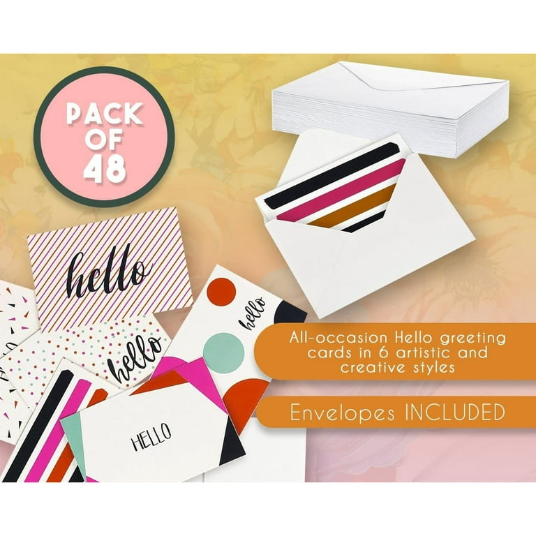 48 Pack All Occasion Hello Cards with Envelopes, Welcome and Thinking of  You Greeting Note Cards, Blank Inside for Friends, Family, Teachers,  Students (4x6 in) 
