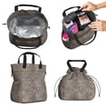 thumbnail image 2 of Black and Tan Leopard Print Drawstring Lunch Bag Women - Drawstring Lunch Bag Insulated for Work Office - Stain-Resistant Large Lunchbags for Women with Multi-Pockets, 2 of 6
