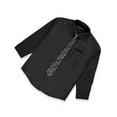 Kids World Boys' Dress Shirt & Tie (Patterns May Vary) black, 14 (Big