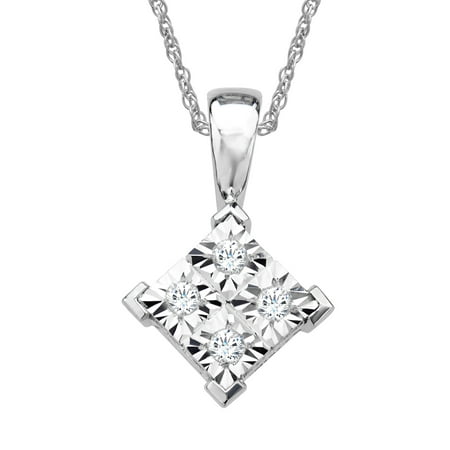 Tile Pendant Necklace with Diamonds in 14kt White Gold