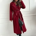 thumbnail image 5 of BSDJILFG Long Jackets for Women Long Trench Coats Fleece Lined Cardigan Dressy Belted Formal Casual Suit Jacket Notched Collar Warm Fuzzy Outerwear Jackets, 5 of 9