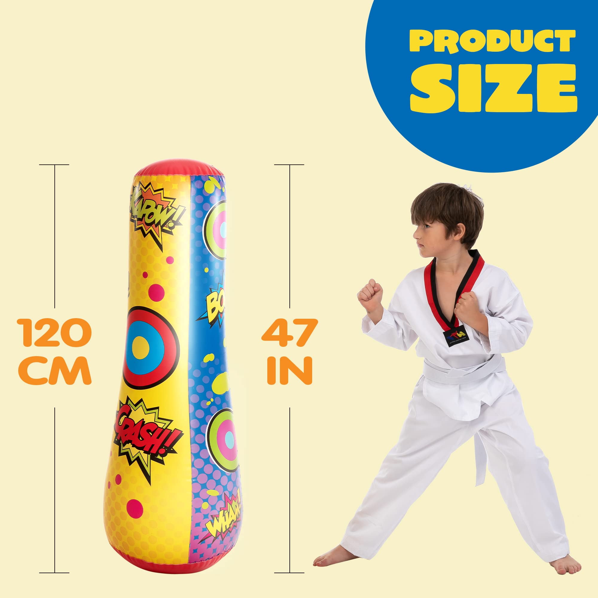Joyfy 2 Pack Punching Bag for Kids,47 Inches Double-sided Inflatable Bop Bag With Bounce-back Action for Toddler