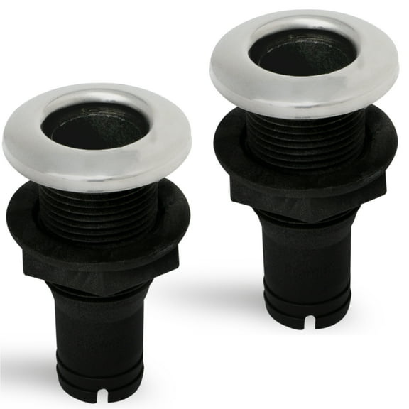 Five Oceans FO2997-M2 Black Straight Thru-Hull Connection for Hose, 1-1/2 inch 2-Pack