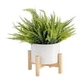 thumbnail image 4 of MMTX 6" CERAMIC CHEVRON PLANTER W/ WOOD STAND, WHITE, 4 of 6