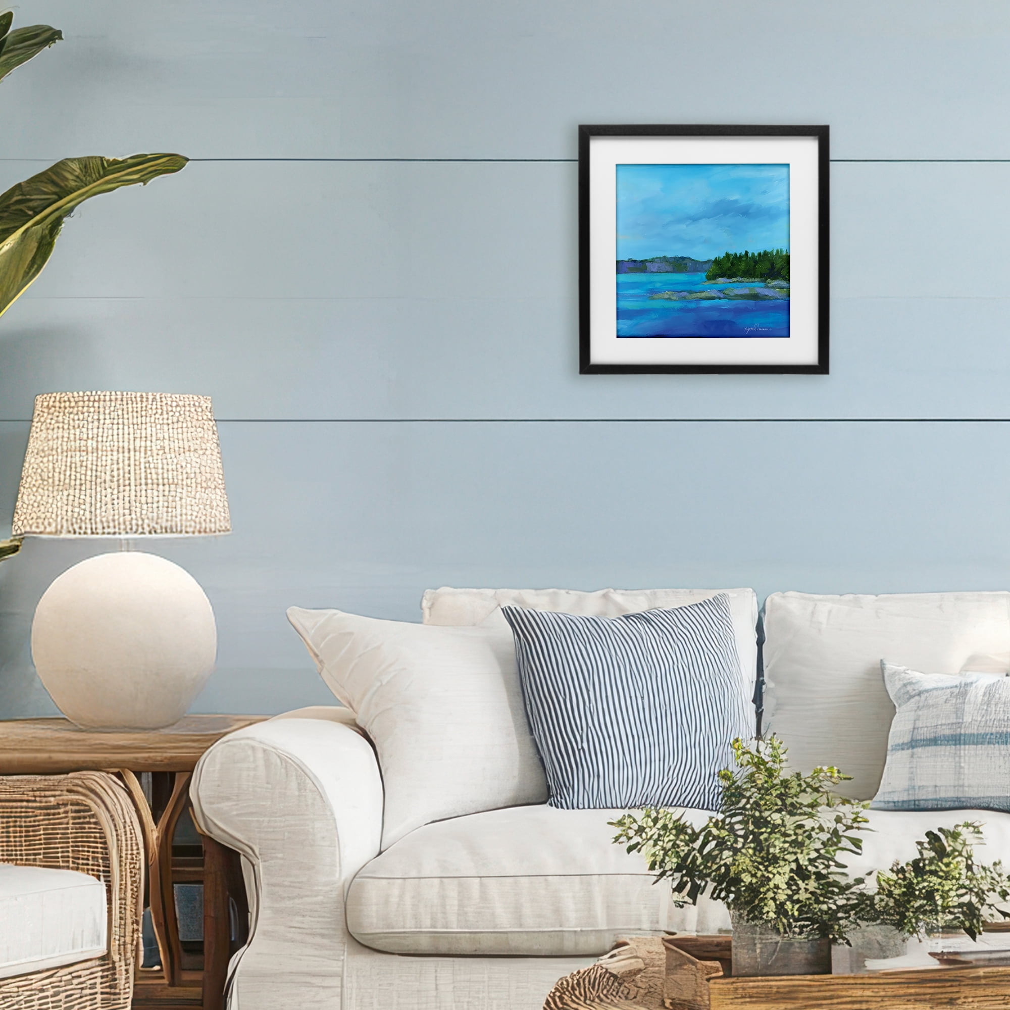 Stupell Industries Tranquil Blue Cove Black Framed Print Under Glass, design by Lynn Ericson Fine Art