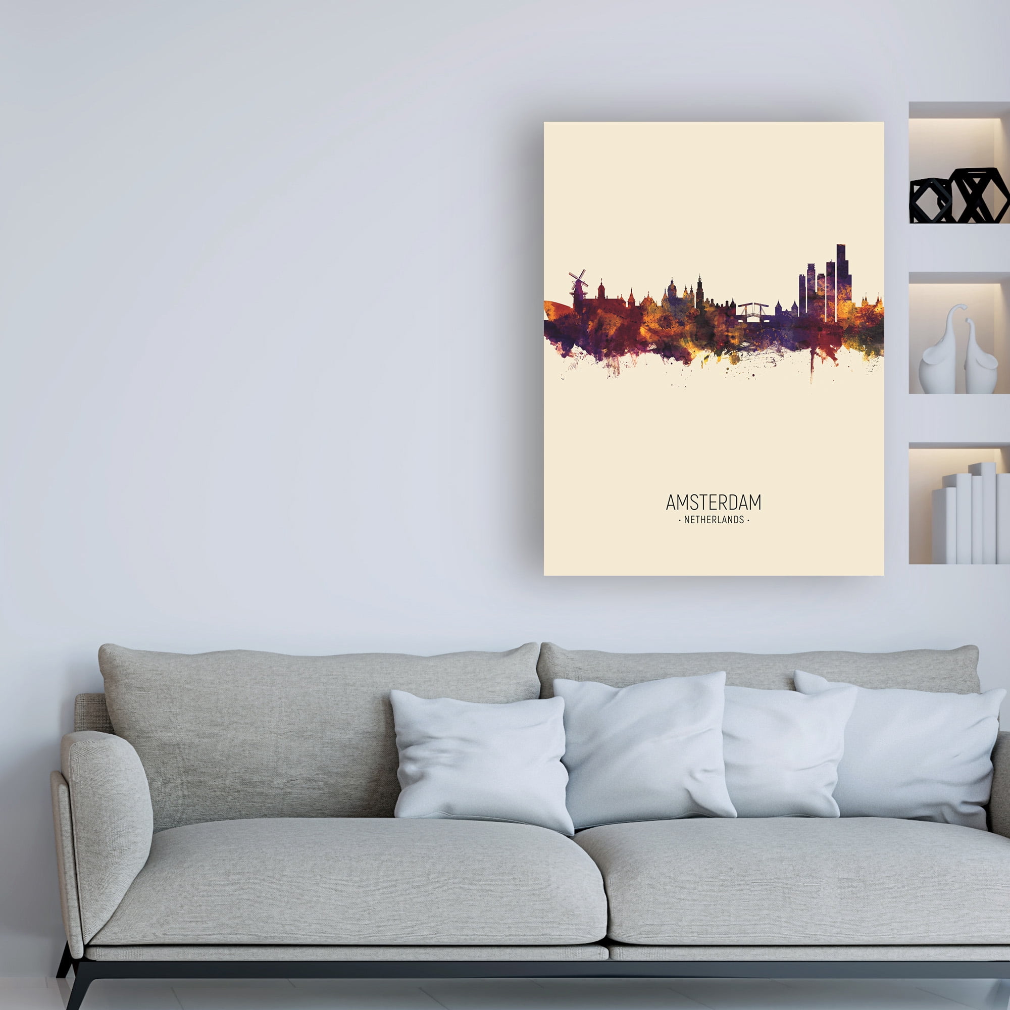 Trademark Fine Art 'Amsterdam The Netherlands Skyline Portrait III' Canvas Art by Michael Tompsett