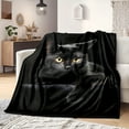 thumbnail image 2 of Cozy Flannel Blanket Super Soft Black Cat Print Flannel Blanket Ultra Cozy Throws for All-Season Warmth and Snugness Perfect Luxurious Gift for Couch Sofa Bed, 2 of 7