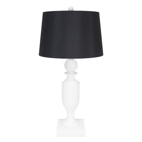 Lacquer 29" Table Lamp with Linen Shade, White