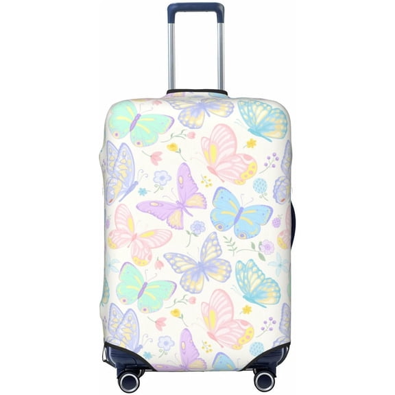 luggage cover protector Fashion suitcase covers for luggage Washable suitcase cover Anti-scratch lightweight carry on luggage covers Fits 18-21in Baggage Beautiful Colorful Butterfly and Flower