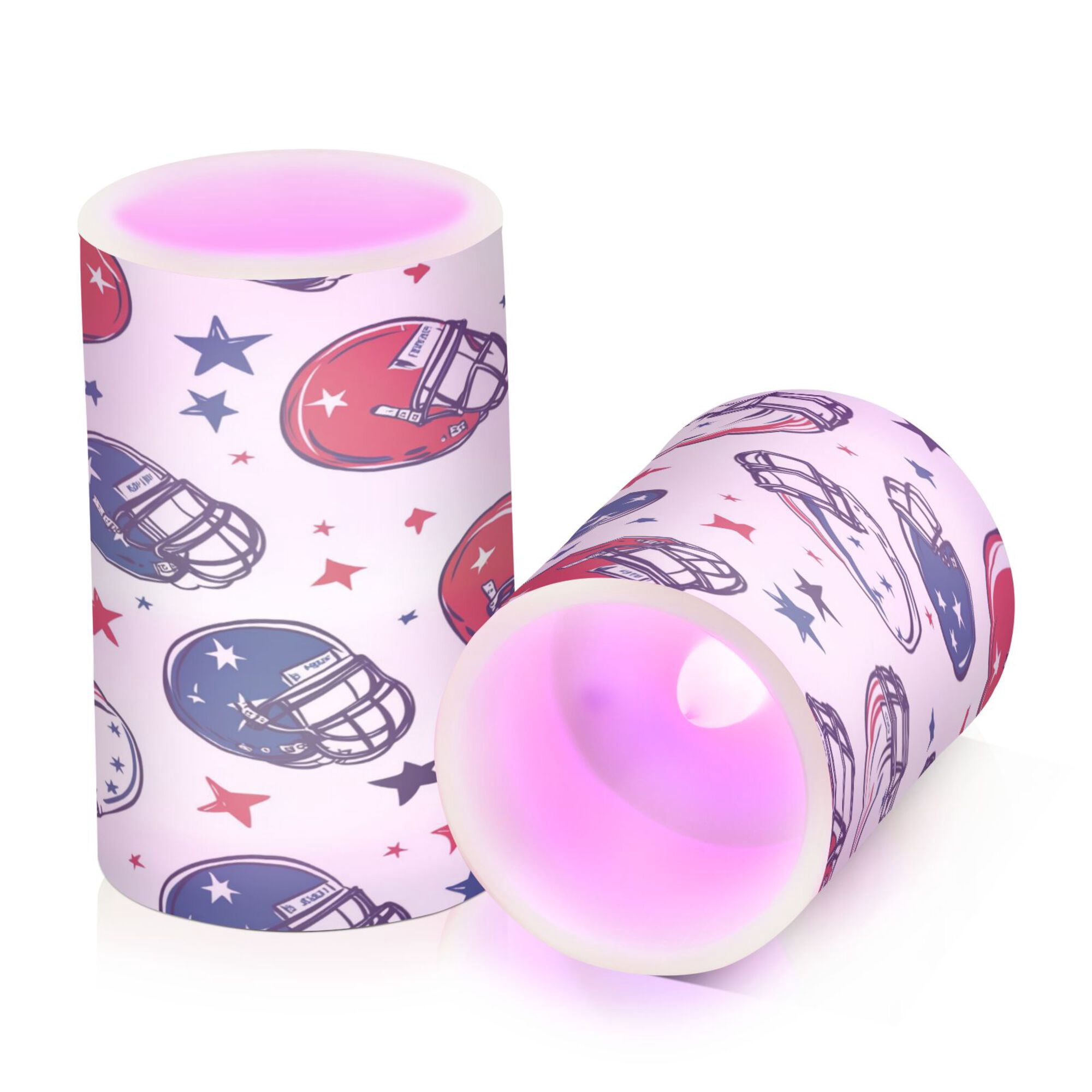 Yayeee Flameless Candles with Remote Flickering Battery Operated Multi Color Changing, Cartoon American Football Helmets