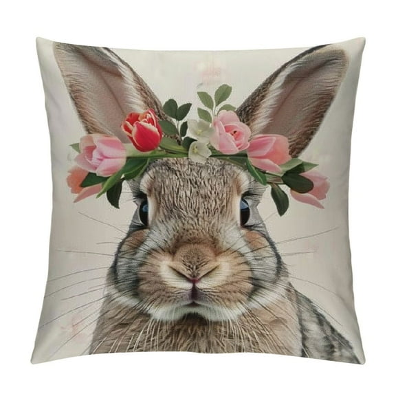 Qinduosi Easter Pillow Covers of , Buffalo Plaid Rabbit Decor Throw Pillows Spring Holiday Farmhouse Pillowcase Bunny Easter Decorative Outdoor Cushion Case for Couch Home Decorations White