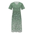 thumbnail image 4 of COSFO Green Womens Dress Plaid Casual V-Neck Short Sleeve Midi Dresses Loose Fit Button Down A-Line with Pockets Dresses, 4 of 5