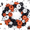 Black & White & Orange Pumpkin, variant on JoanKaren 24in Lighted Pre-Lit Christmas Wreaths with Timer,20 Light Flower Bowknot Pine Cones Balls Candy for Front Door Wall Decor,Gold&White