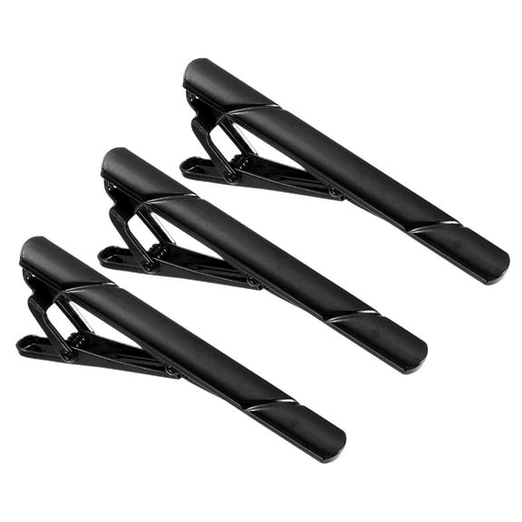 3 Pcs Skinny Tie Clips for Men, Copper Suit Tie Clips Men Tie for Father, Husband, Lover(Black, Twill)
