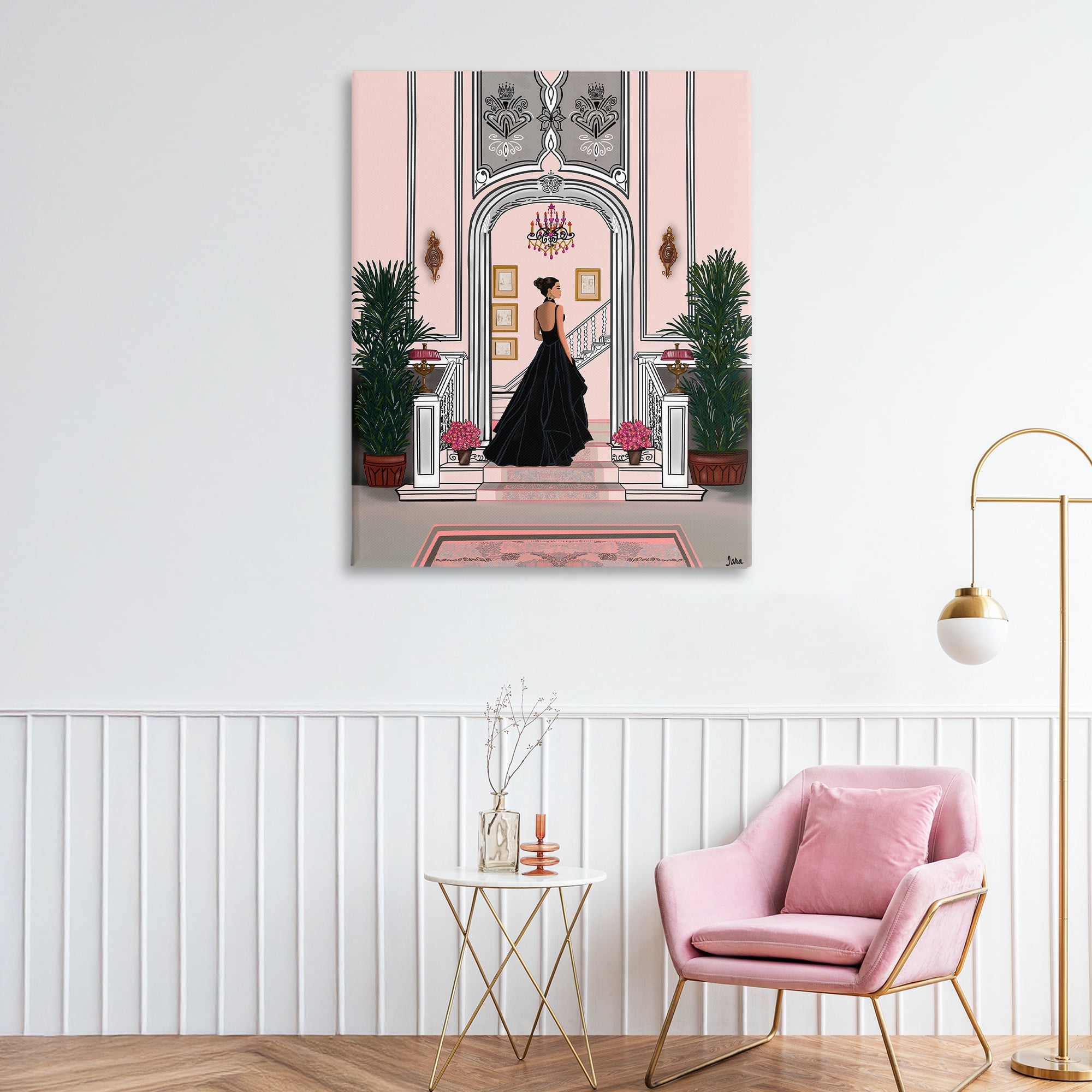 Stupell Industries Mansion Girl in Gown Canvas Wall Art, design by Tara Boone