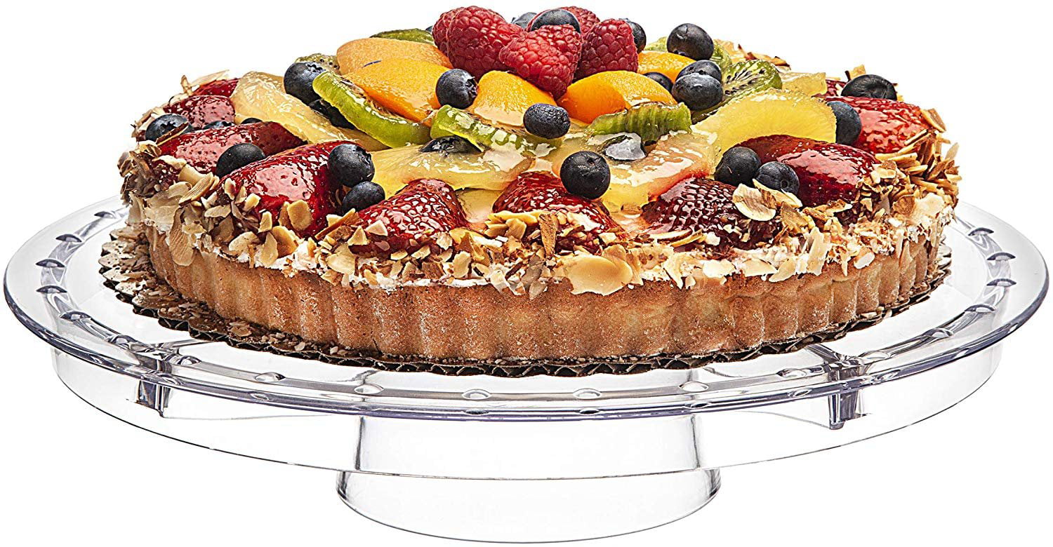 Godinger 6 in 1 Cake Stand and Serving Plate Platter with Dome Cover Multi-Purpose Use Shatterproof and Reusable Acrylic Dublin Collection