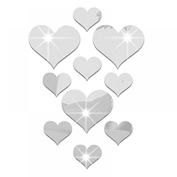 GOODLY 3D Love Heart Mirror Tile Kitchen Wall Sticker Stick on Decal Home Bedroom Decor