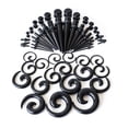 thumbnail image 1 of Kit de dilatadores de oreja (negro) 54 piezas 14G-00G Juego de extensores de dilatadores de oreja, tapones y tapones acrílicos y túneles de silicona, conjunto de joyería para piercing corporal, 1 of 5