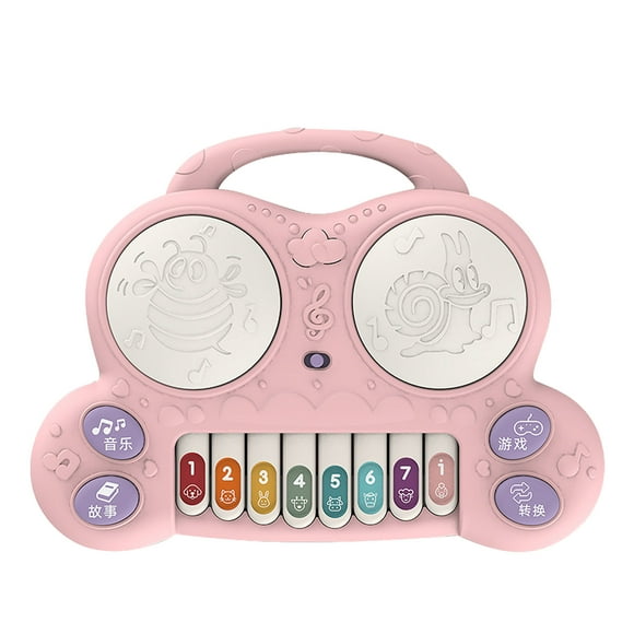 Drum Piano Toy, Toddler Piano Toy Keyboard Educational Multifunctional Baby Piano Toy with Game Story Song for Children Birthday Gift