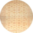 thumbnail image 1 of Ahgly Company Machine Washable Indoor Round Abstract Mustard Yellow Area Rugs, 7' Round, 1 of 7