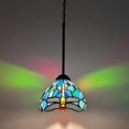 thumbnail image 2 of Tiffany Mini Hanging Blue Stained Glass Dragonfly 8-Light LED Pendant Lights with Stained Glass, 2 of 4
