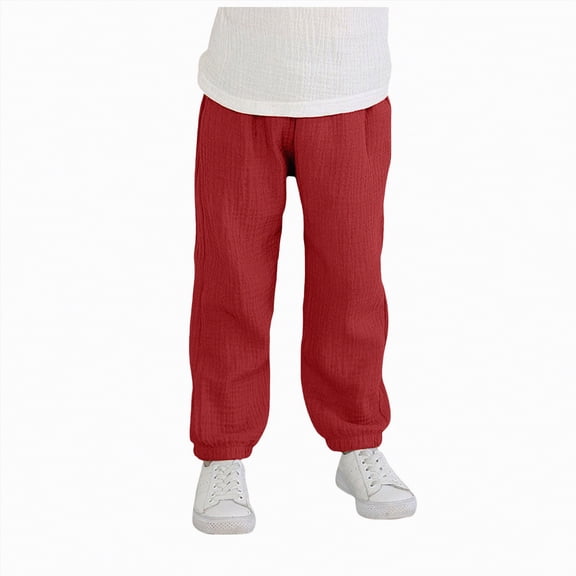 NOLDARES Boys Sweatpants Athletic Quick Dry Sports Pants for Kids Joggers Workout with Pockets Drawstring(Wine,5-6 Years)