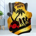 thumbnail image 4 of Beach Soft Flannel Fleece Throw Blanket, Summer Party Girls Palms and Vinyl Record Silhouettes, Cozy Plush for Indoor and Outdoor Use, 50" x 60", Orange Grey, by Ambesonne, 4 of 5
