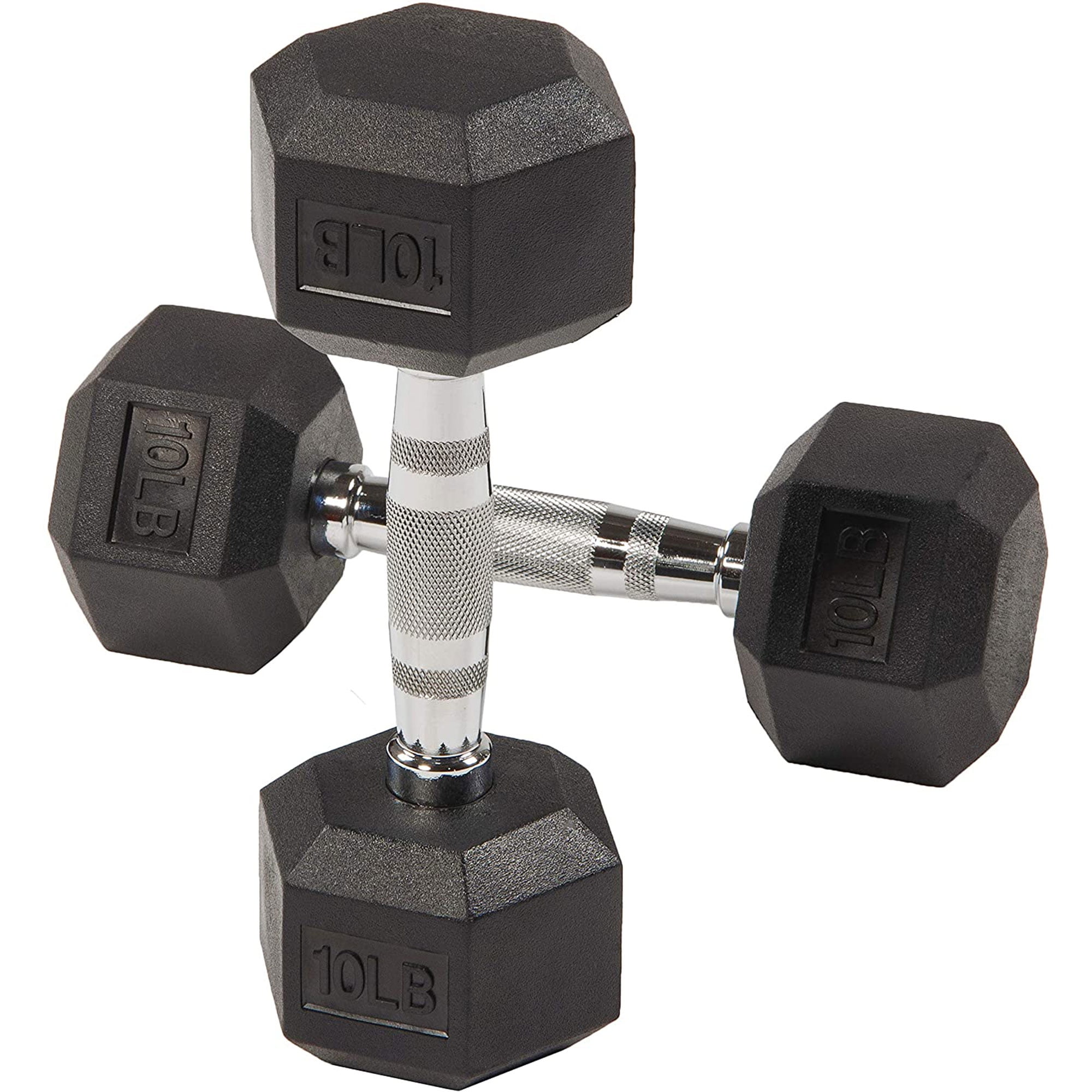 BalanceFrom Fitness 10 Pound Pair Rubber Encased Hexagon Dumbbell Weights - 655905699