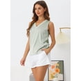 thumbnail image 3 of DARING DIVA Women's Silky Satin Mesh V Neck Sleeveless Blouses Tank Shirt XS Light Green, 3 of 6