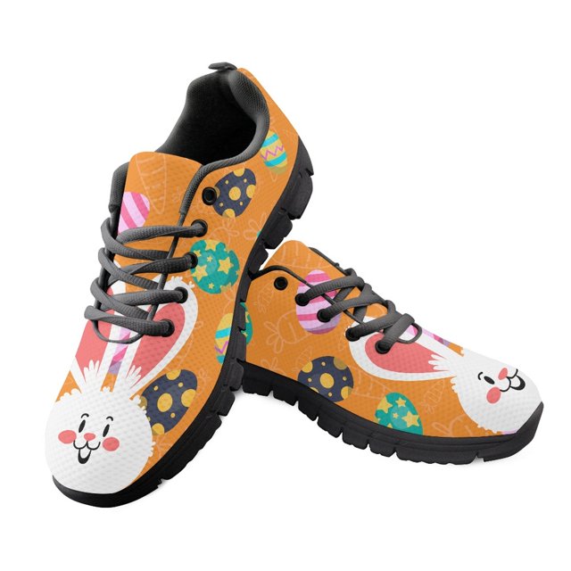 Zapatos de malla con cordones y estampado de conejito, zapatillas informales transpirables, regalo para niñas, zapatos planos cómodos y ligeros para mujer