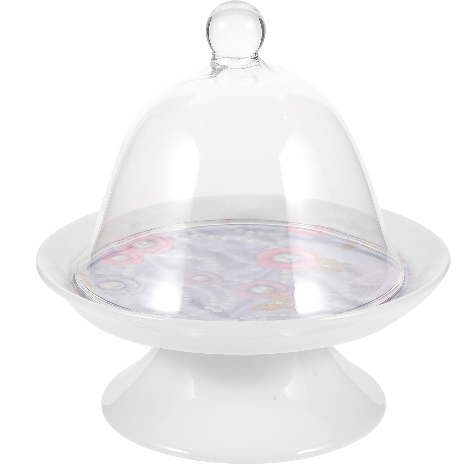 1 Set of Cake Stand with Dome Cover Cupcake Stand Dessert Display Plate Cake Serving Tray